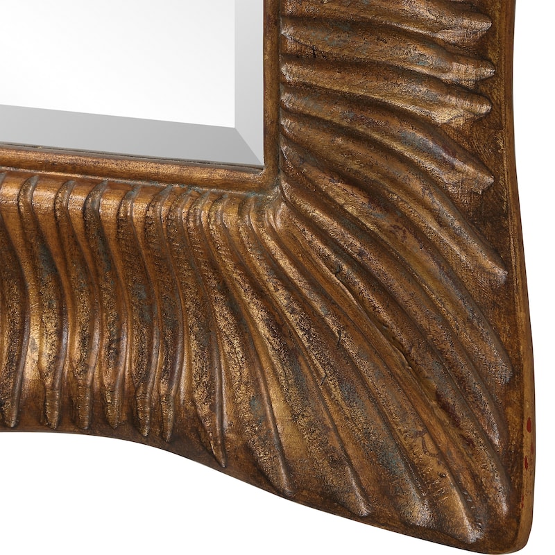 Uttermost Emerson Scalloped Antique Gold Mirror - 51'' H X 36.25'' W X 2.5'' D