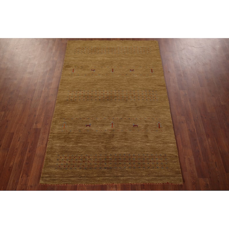 Gabbeh Oriental Accent Rug Hand-Knotted Tribal Wool Carpet - 4'0"x 6'4"