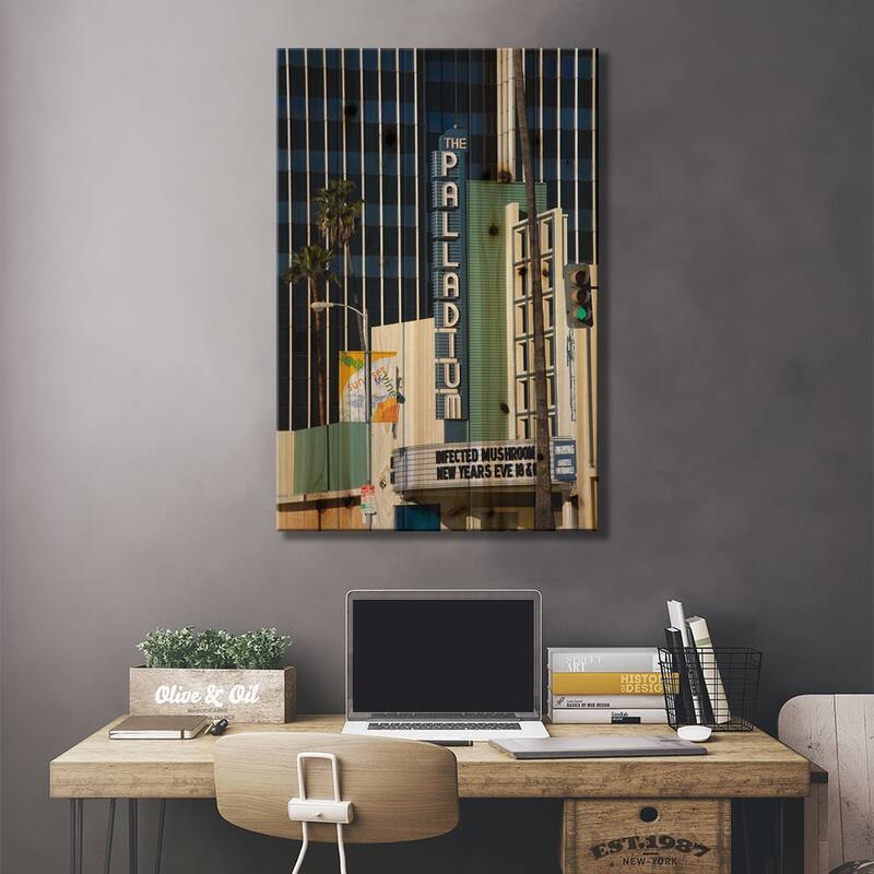 Theater in a city, Hollywood Palladium, Hollywood, Los Angeles, California, USA Print On Wood by Panoramic Images - Multi-Color