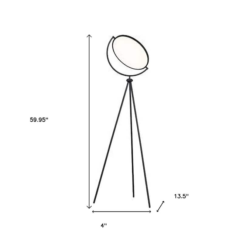Black Metal Tripod Floor Lamp with LED, 3 Way Switch and Smart Control - 13.5” x 4” x 59.95” (D x W x H)