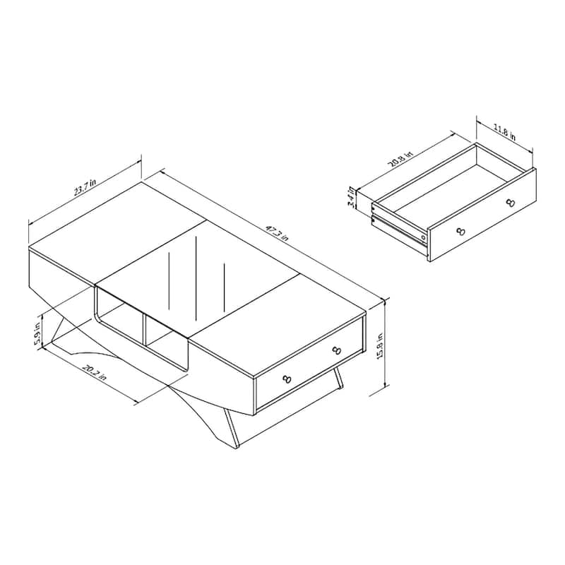 DH BASIC Modern 48" Hidden Storage Coffee Table by Denhour