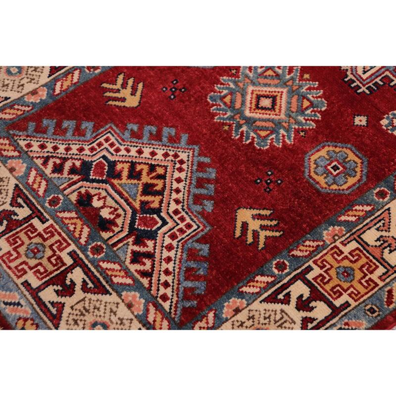 Southwestern Super Kazak Soleil Red/Beige Hand Knotted Wool Runner - 2'7'' x 9'6''