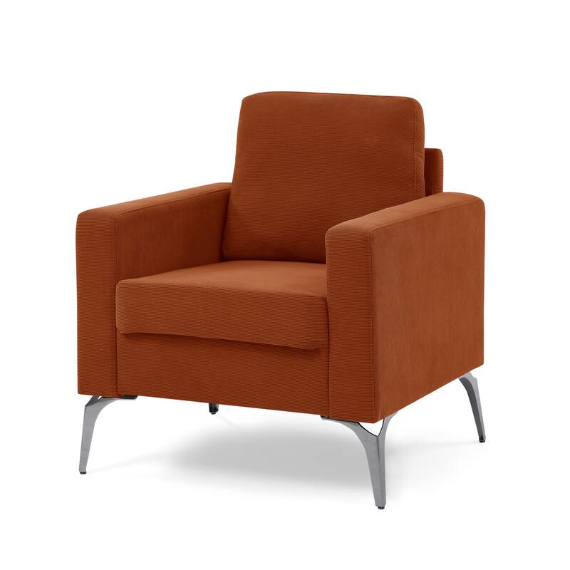 Modern Corduroy Upholstered Singles Sofa Chair with Metal Legs