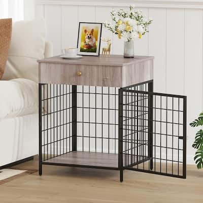 Small Dog Crate End Table,Dog Kennel End Table with Storage Drawer
