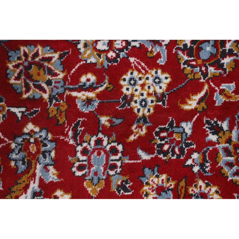 Red Floral / Traditional Kashan Turkish Rug Machine-Made Carpet - 9'7" x 12'10"