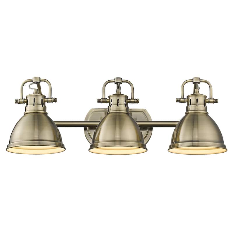 Golden Lighting Duncan 3 Light 25" Wide Bathroom Vanity Light - Aged Brass / Aged Brass