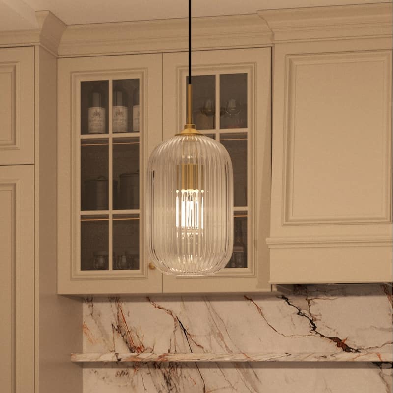 Modern 1-light 8In Kitchen Island Pendant Lighting with Art Glass - 8 inches