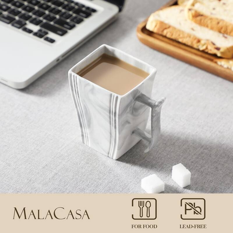 MALACASA Flora Porcelain Square 6-Piece Coffee Cup 7Oz.