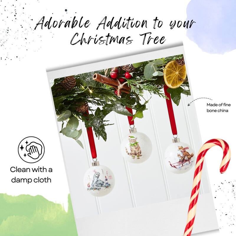 Royal Worcester Wrendale Designs Christmas Bauble