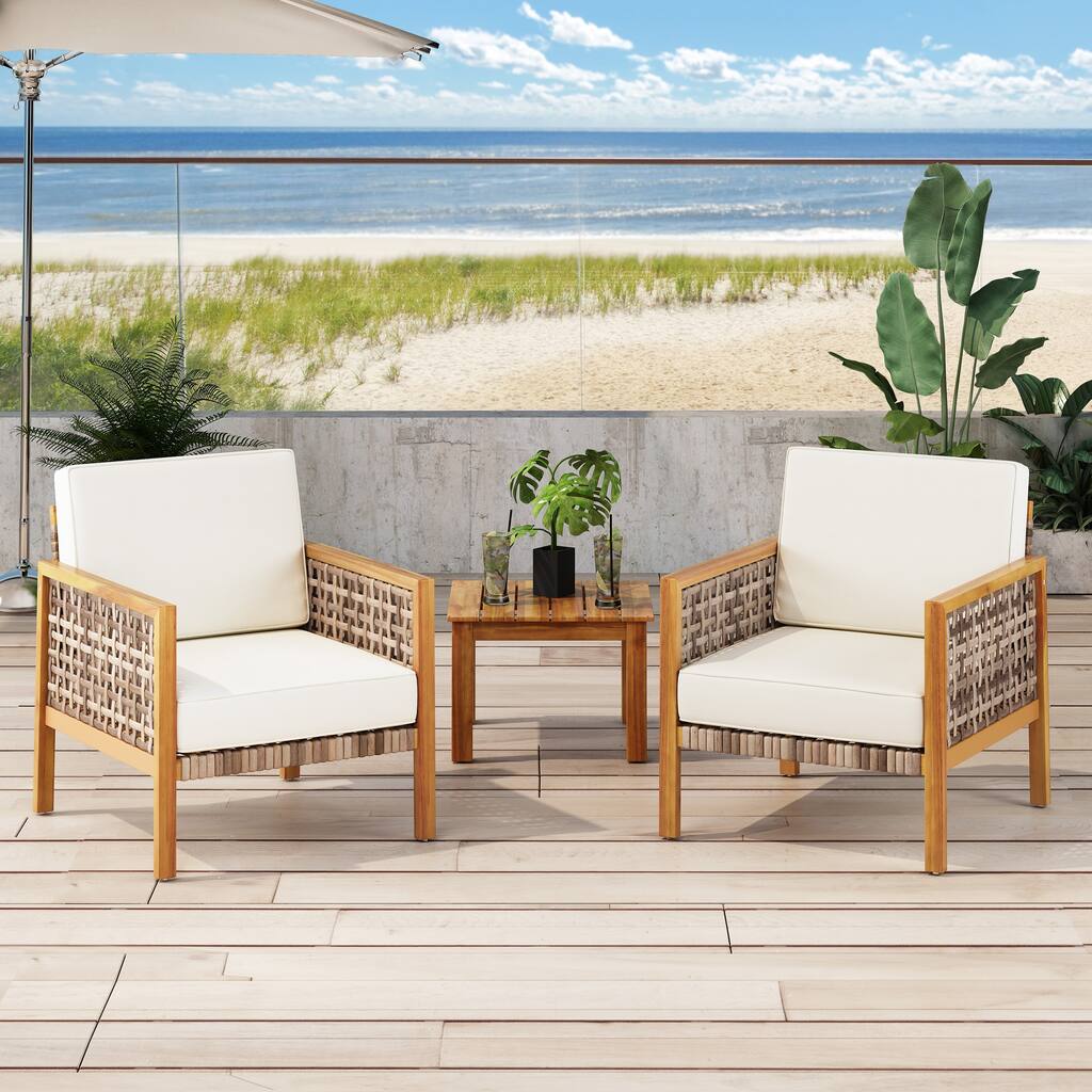 Joliet Acacia Wood and Wicker Outdoor Club Chair by Christopher Knight Home