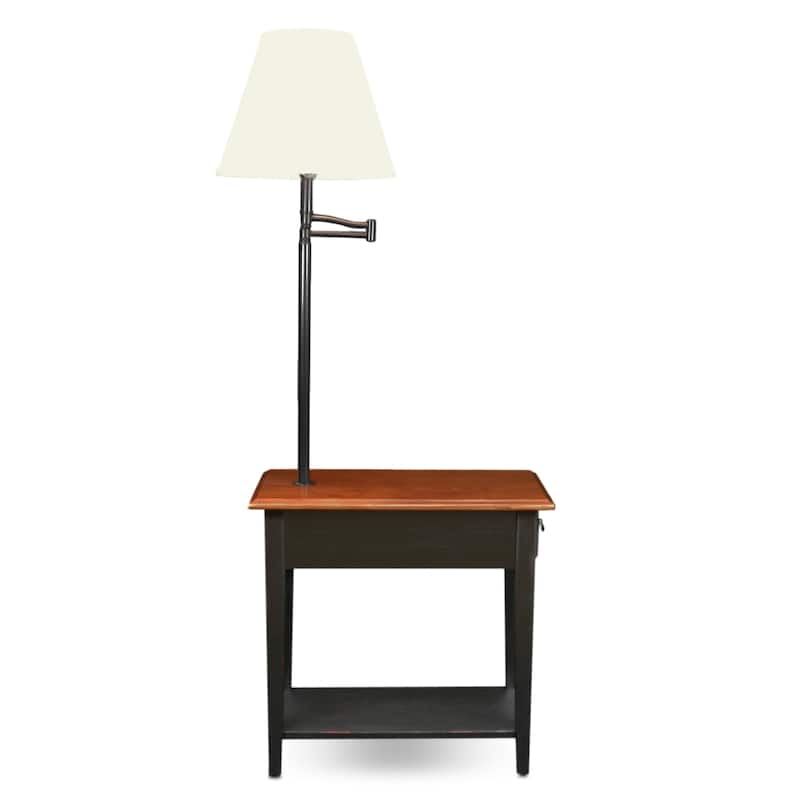 Leick Home One Drawer Swing Arm Lamp Side Table with Shelf