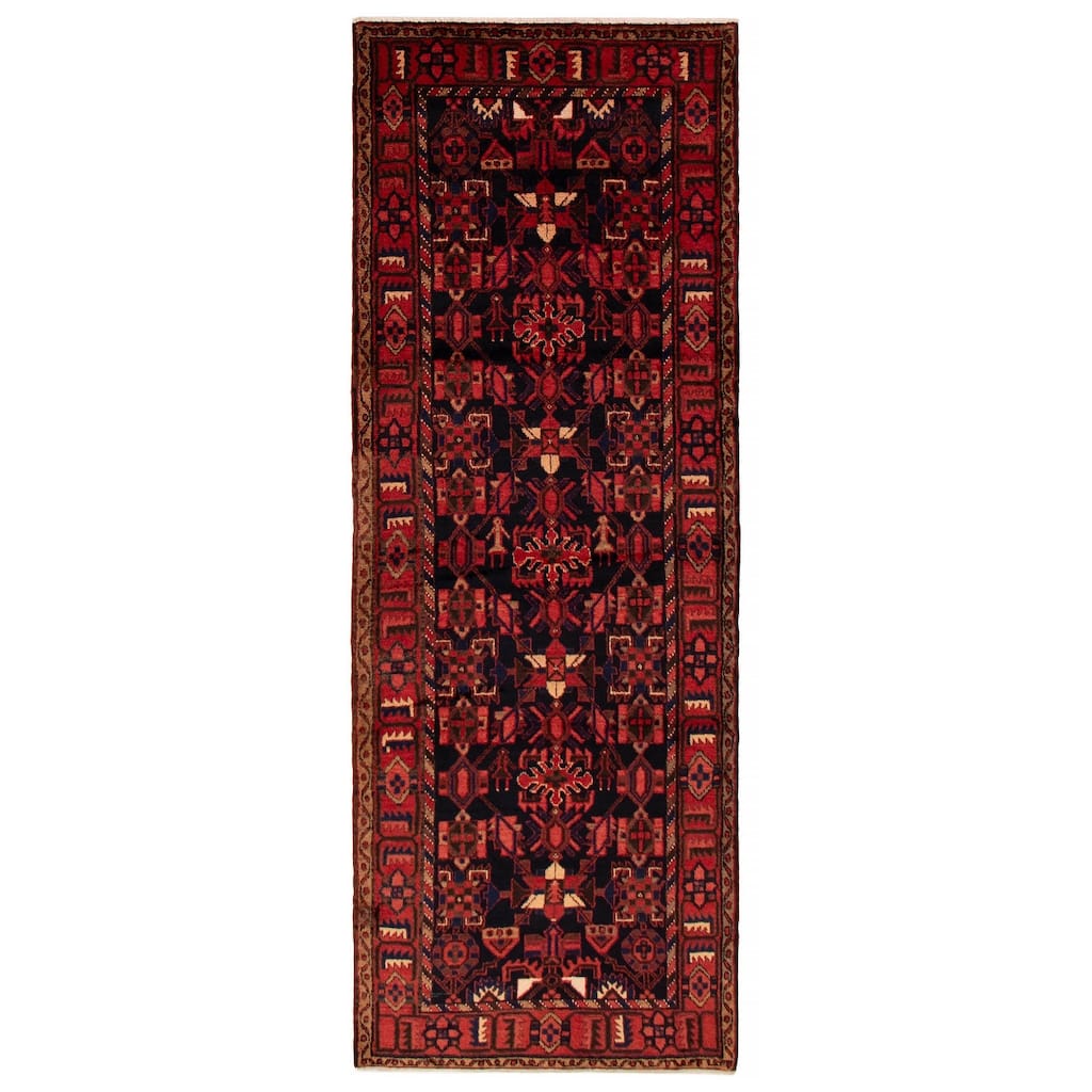 ECARPETGALLERY Hand-knotted Andelz Navy, Red Wool Rug - 3'8 x 9'11