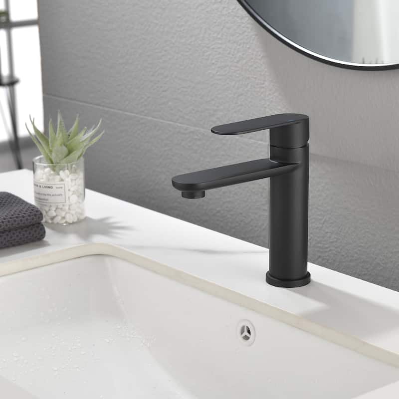 Single Handle Single Hole Bathroom Faucet - Matte Black