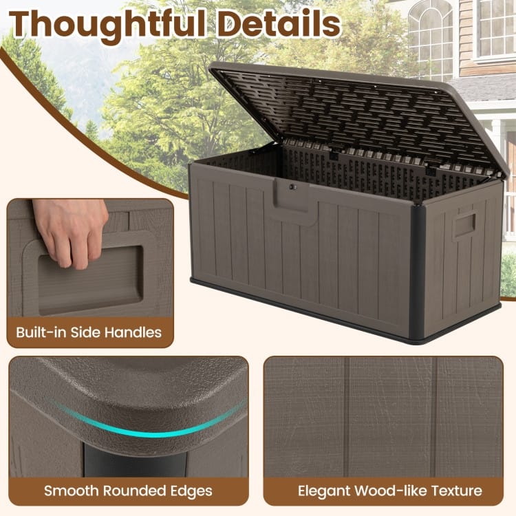 HDPE Outdoor Storage Deck Box with Aluminum Lid and Bench Top - 51" x 25" x 23"