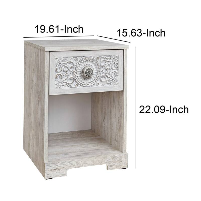 Antique White 1 Drawer 15.63 in. W Nightstand with Sturdy Hardware and Ample Storage