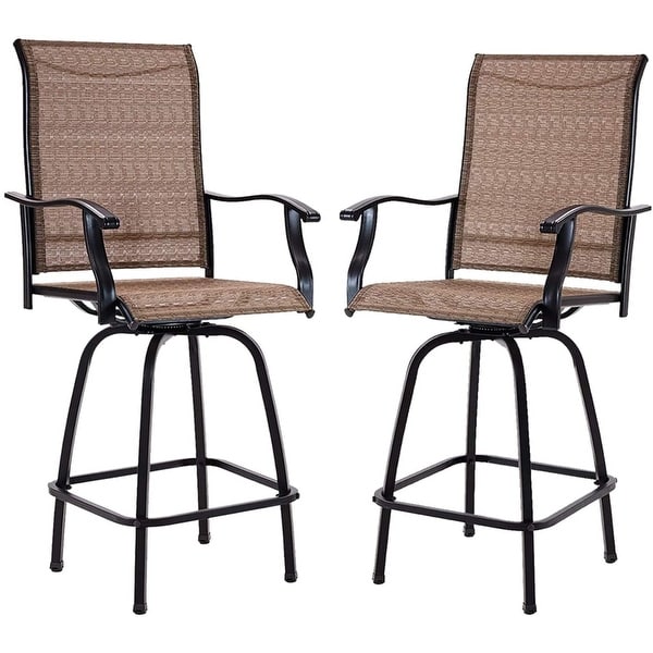 Pyramid Home Decor High Seating Swivel Patio Bar Stool Chair Set