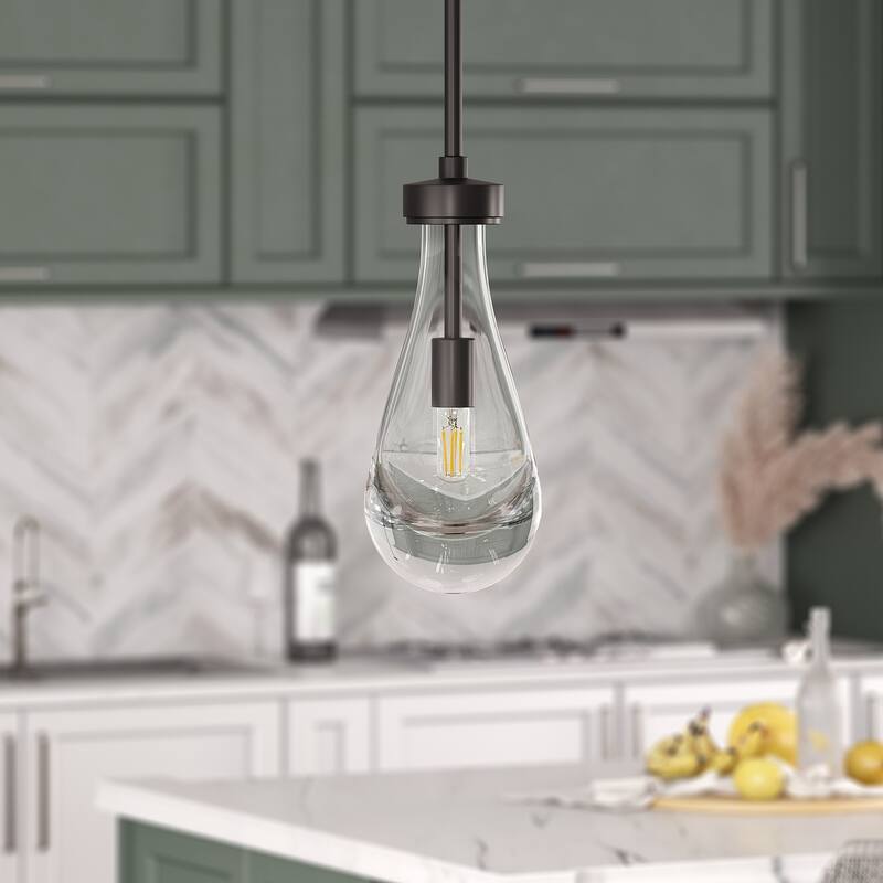 Twyla 5" Wide Pendant with Glass Shade - Blackened Bronze