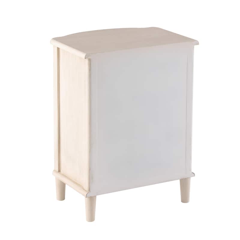 COZAYH Elegant 3-Drawer Nightstand with Gold Leaf Handles, Vintage Curved Front Design, Distressed Finish