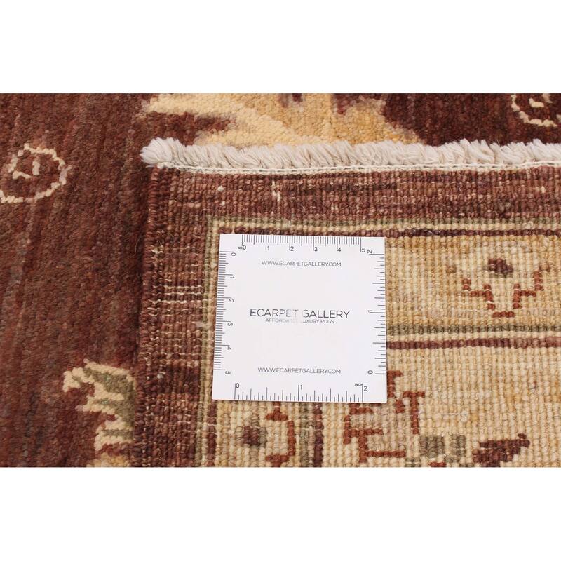 ECARPETGALLERY Hand-knotted Peshawar Oushak Dark Brown Wool Rug - 6'0 x 8'10