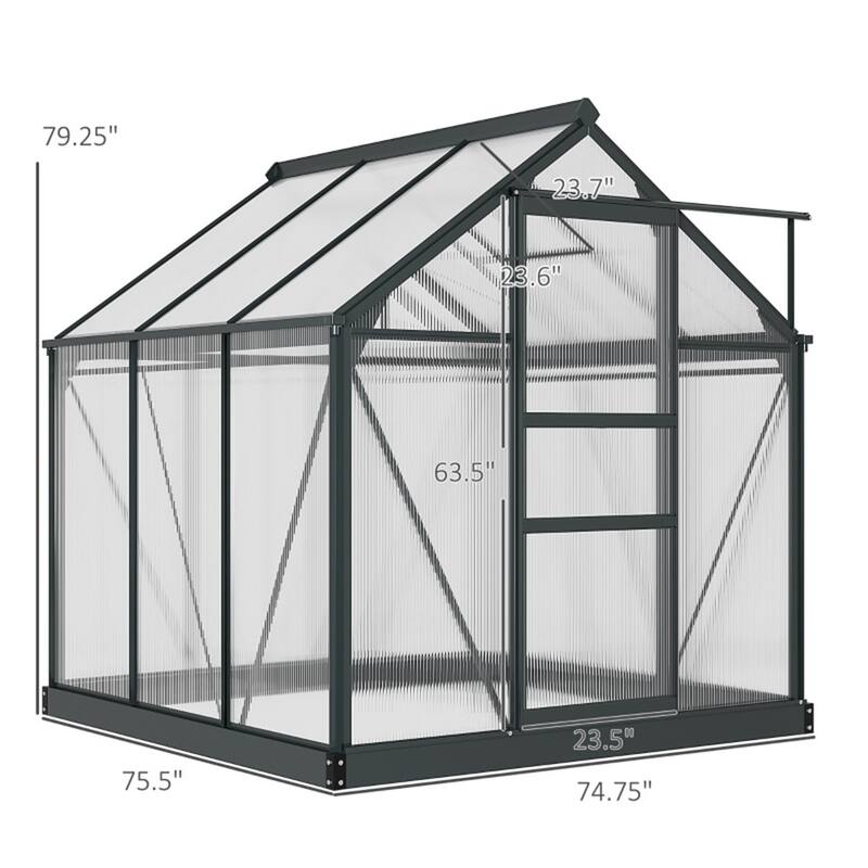 Walk-In Greenhouse for Garden Plants with Reinforced Base and Aluminum Frame