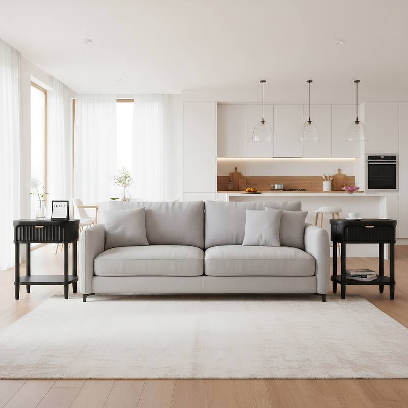 NightStand with Drawer - Modern Bedside Table with Open Shelf