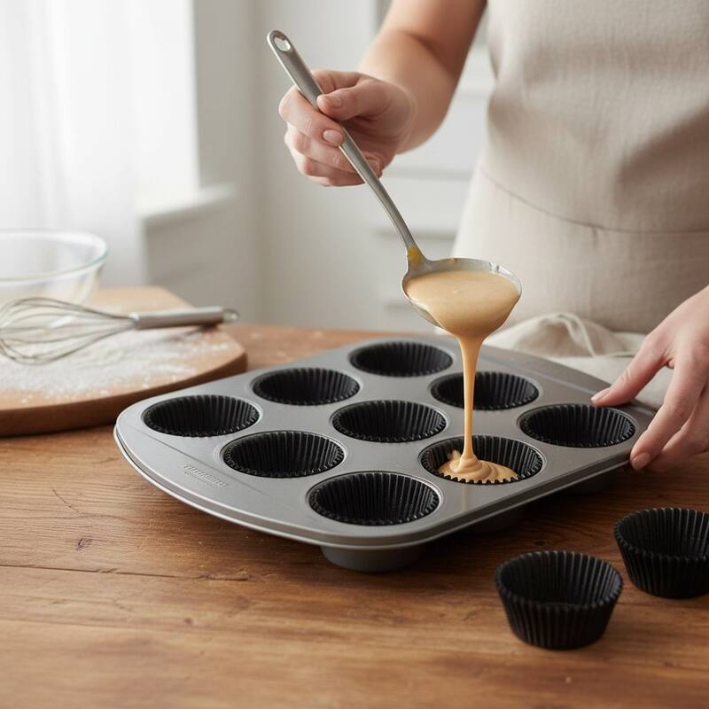 Chef Craft 50 Count Cupcake Liners Muffin Size Baking Cups, Black