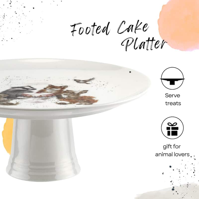 Royal Worcester Wrendale Designs Woodland Party Footed Cake Plate - 9.75 inch