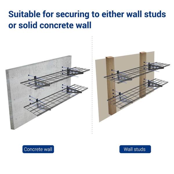 FLEXIMOUNTS Wall mounted shelves Garage Storage Metal Shelf Black 1'x4