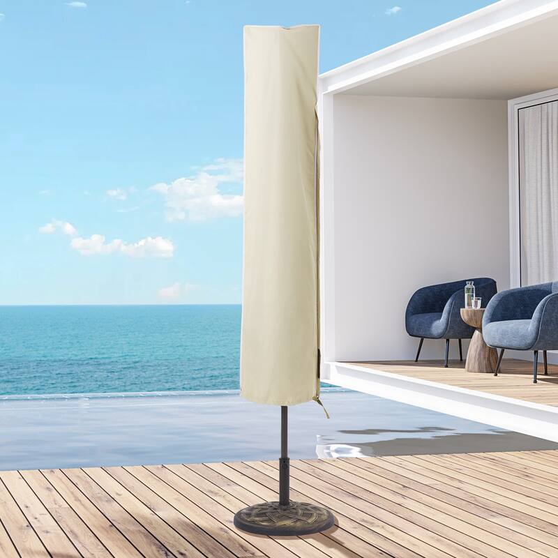 LIVOOSUN Patio Market Umbrella Covers 600D UV Resistant, Fits 9ft-11ft - Sand