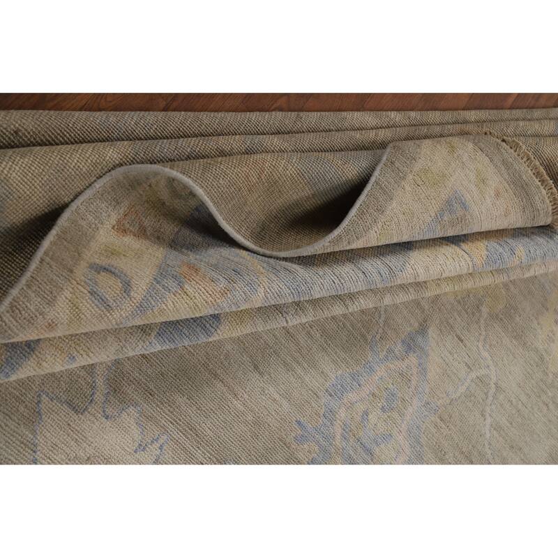 Hand Knotted Oriental 100% Wool Carpet Transitional All-Over Greys & Charcoal Oushak Area Rug - 13' 9'' X 10' 2''
