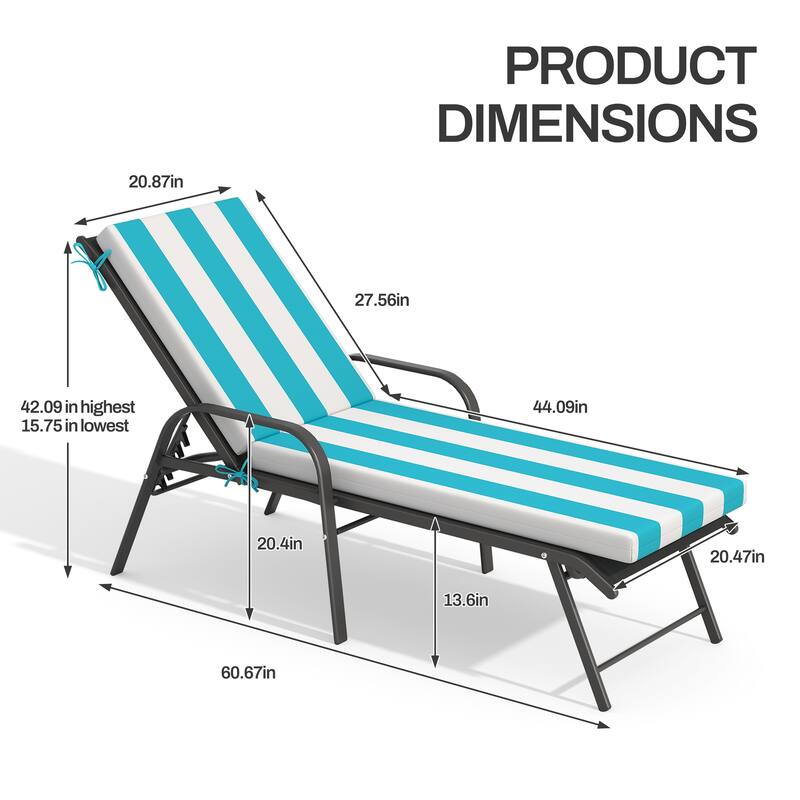 Pellebant Outdoor Adjustable Patio Chaise Lounge Chairs with Cushions