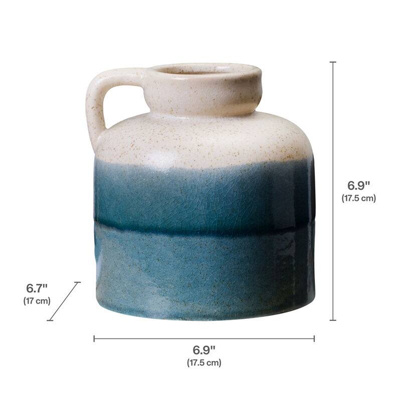 Elements Blue Fade Ceramic Handle Vase, 7 Inch