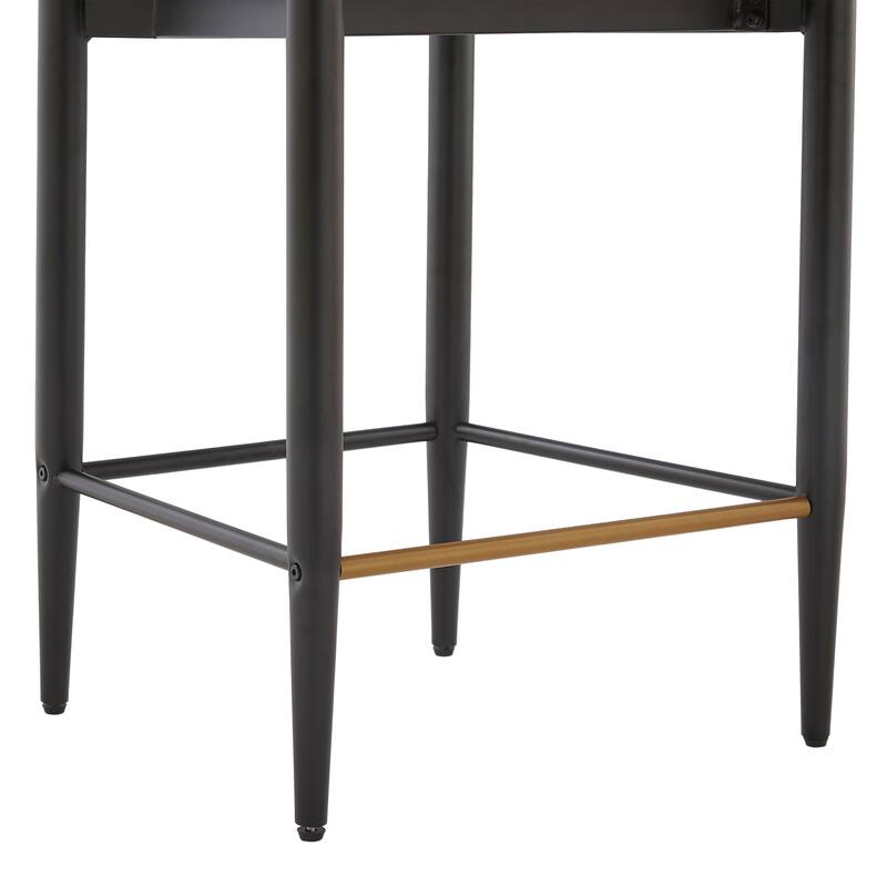 Christopher Knight Home - Livia Armless Bar Stool Set of 2 - Modern Fabric Upholstery with Sleek Black and Gold Metal Frame