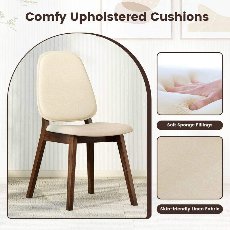 Costway Modern Dining Chair Set of 2/4 with Upholstered Backrest Seat