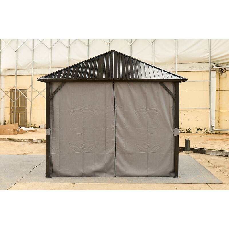 10x10FT Aluminum Hardtop Gazebo with Steel Canopy, Weatherproof Permanent Outdoor Gazebo for Patio Garden Backyard