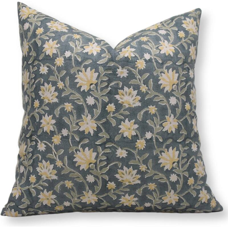 Fabdivine Linen Farmhouse Block print pillow Cover