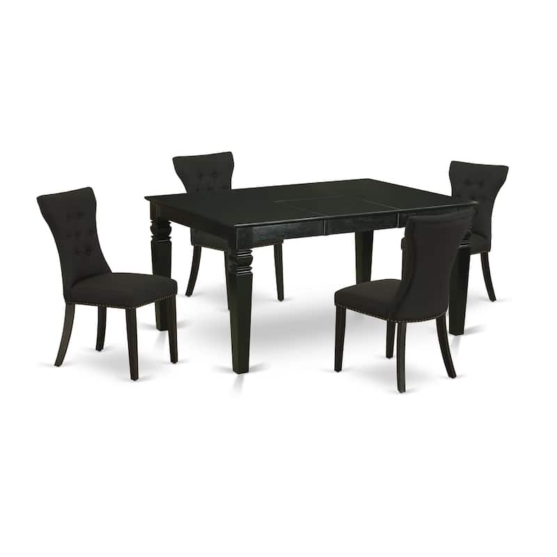 East West Furniture 5 Piece Kitchen Table Set- a Dining Table and 4 Linen Fabric Parsons Chairs(Finish Options)