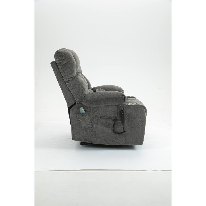 Lift Recliner Chair with Heat & Massage, Dual OKIN Motor Heavy-Duty Recliner Chair, Lounge Chair with Side Pockets & Cup Holders