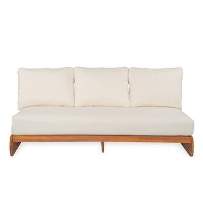 Roomfitters Outdoor Acacia Wood Lazy 3 Seater Sofa with Cushions