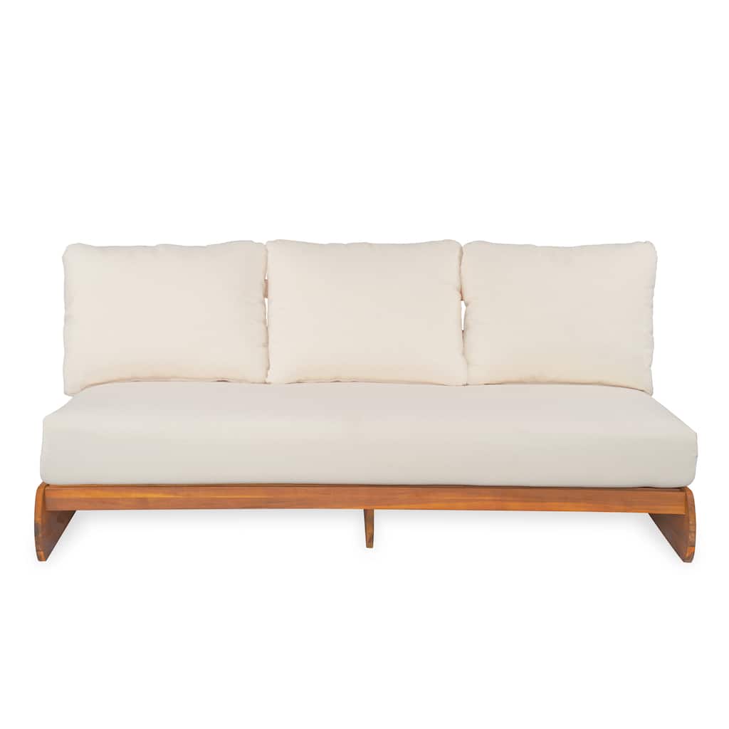 Roomfitters Outdoor Acacia Wood Lazy 3 Seater Sofa with Cushions