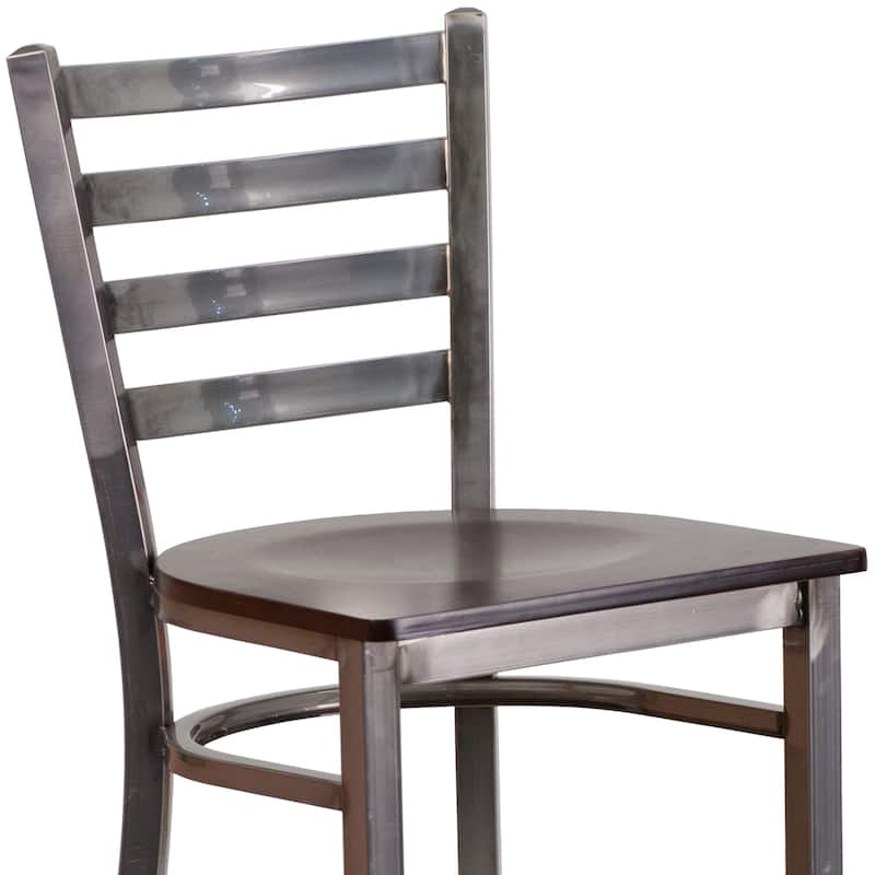 Clear Coated Ladder Back Metal Restaurant Barstool - 17"W x 18"D x 42.25"H