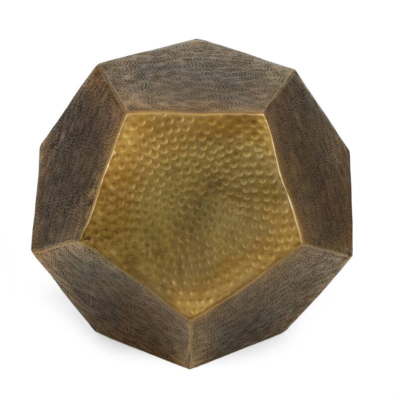 19.5" Modern Hexagon End Table with Aluminum Frame for Living Room or Bedroom