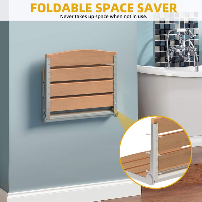 Moasis Plastic Wood Wall Mounted Folding Shower Seat