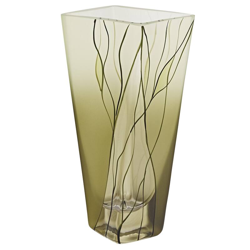 HomeRoots 8" Green Cylinder Crystal Glass Table Vase