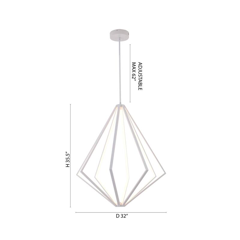 8-Light White Diamond Metal LED Chandelier With Silicone Diffusers