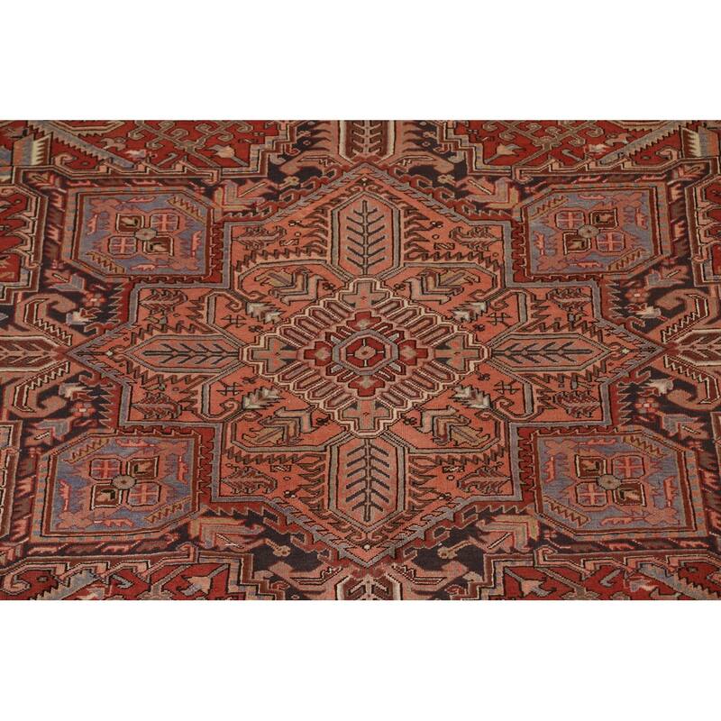 Vintage Vegetable Dye Heriz Persian Wool Area Rug Hand-knotted Carpet - 9'10" x 12'9"