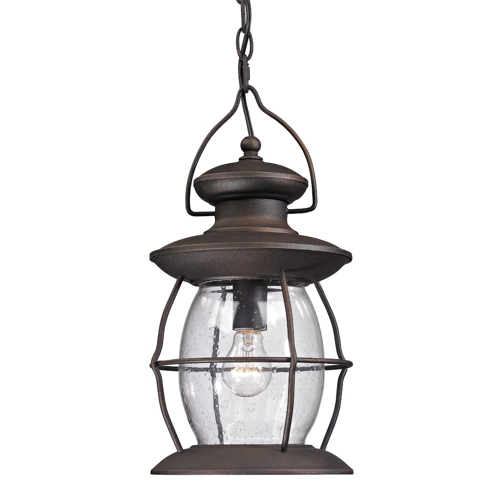 Atlas Lighting Village Lantern Clear Glass and Wire Frame Outdoor Pendant - 8 inch Wide