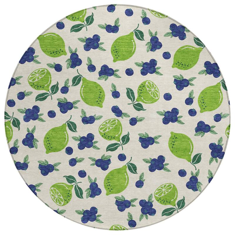 Machine Washable Indoor/ Outdoor Citrus Berry Chantille Rug