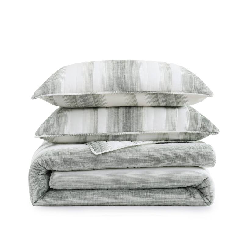 Tommy Bahama La Prisma Stripe Texture Reversible Cotton Bedding (Beige, 3 Piece Set)