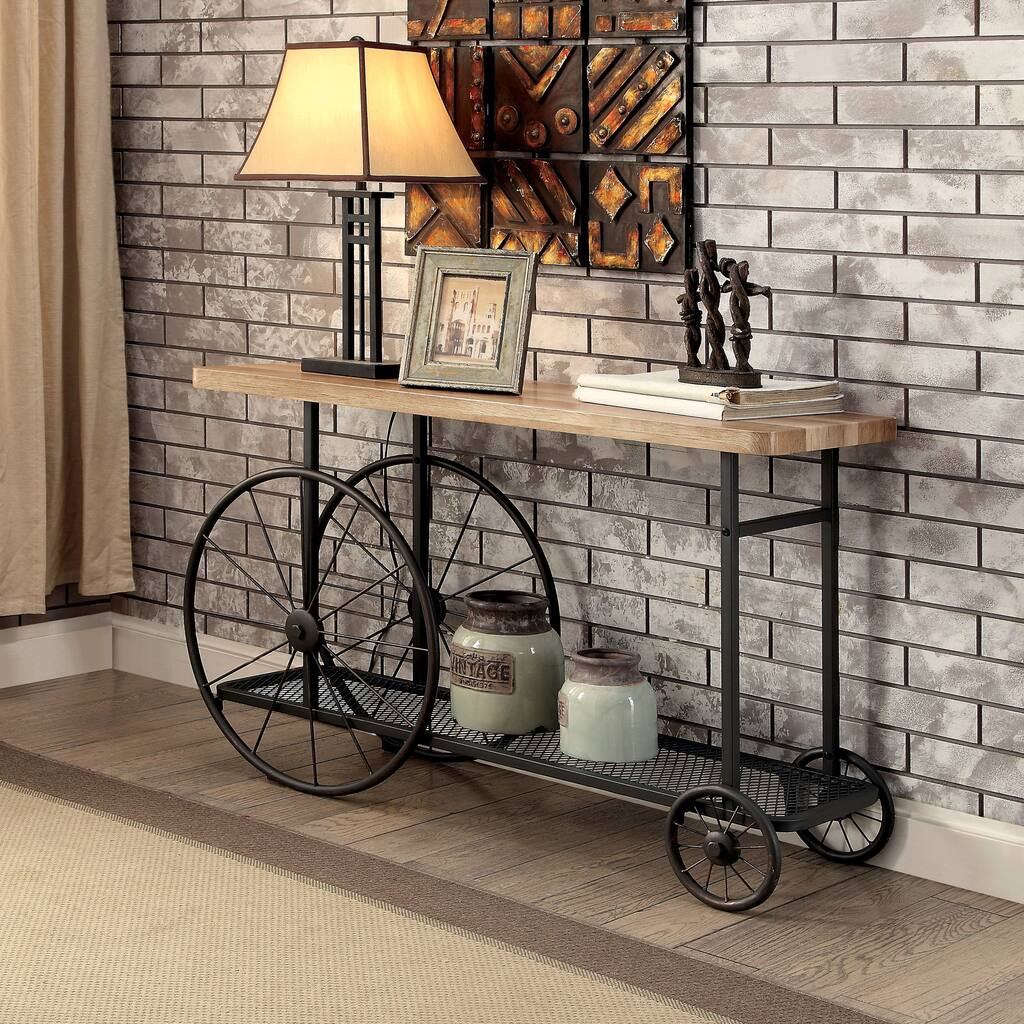 DH LUX Sand Black Metal French Country 49-Inch Sofa Table by Denhour